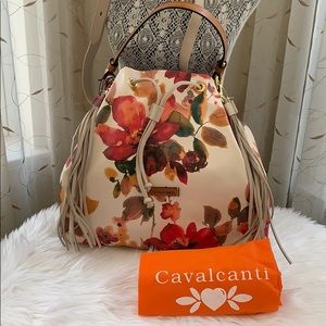 Cavalcanti Leather Floral Print Convertible Bag